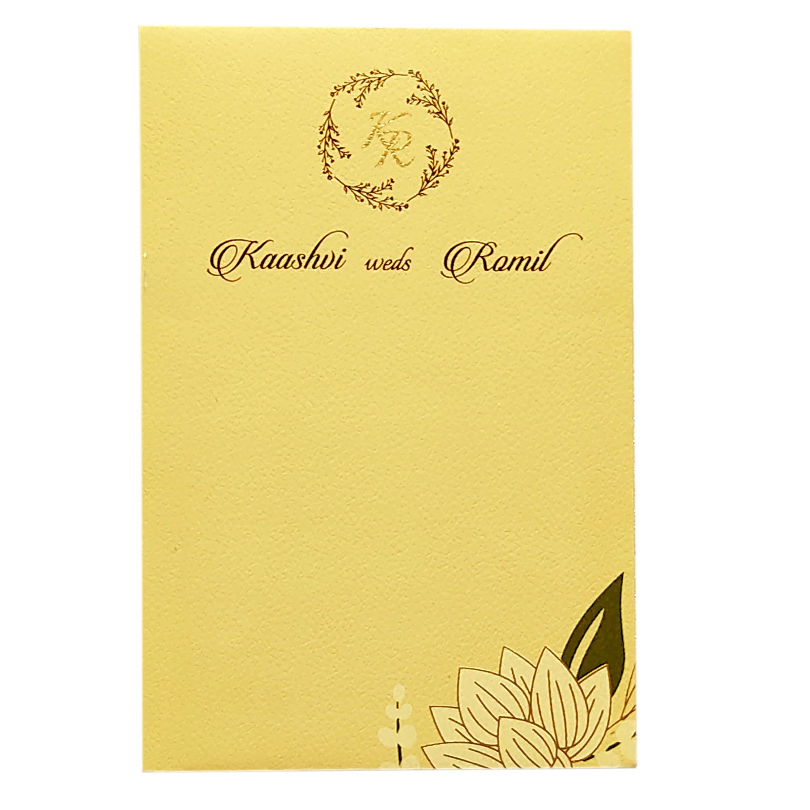 Gold Exquisite Floral Wedding Invitation Card-KRCS6311 - Image 3