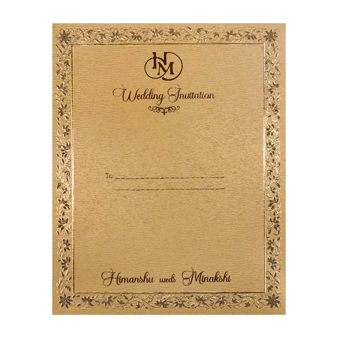Gold Floral Border Padded Wedding Card-KSI64530 - Image 4