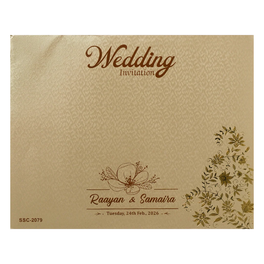 Gold Floral Ornate Padded Wedding Card-KSSC2079 - Image 4