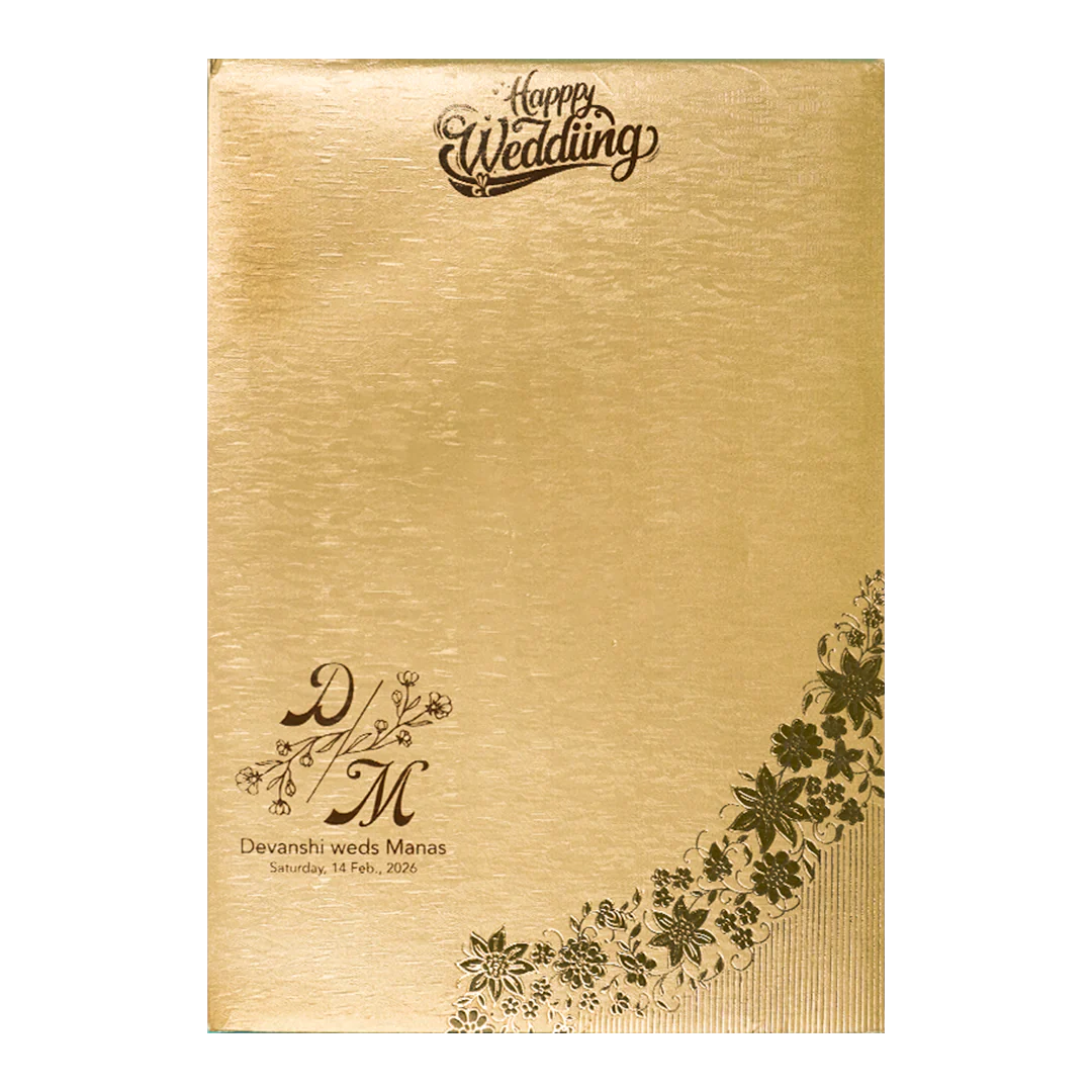 Gold Floral Padded Wedding Card-KSSC2062 - Image 4