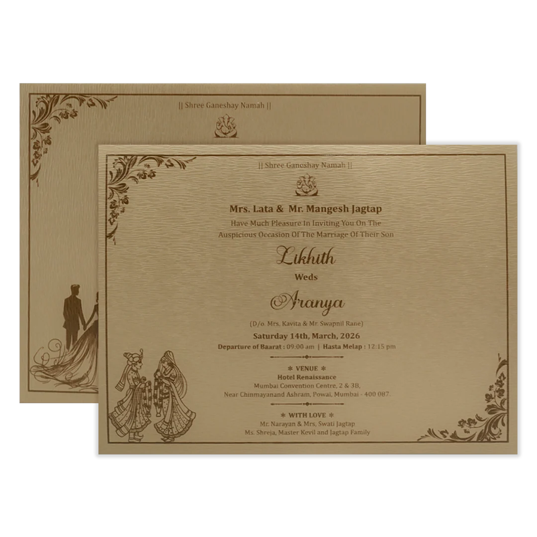 Gold Floral Round Padded Wedding Card-KSSC20700 - Image 5