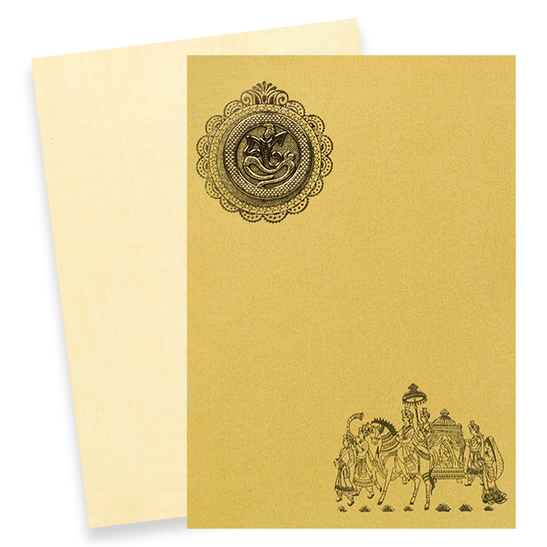 Gold Ganesha Bride Groom Wedding Card-KNPP717G - Image 2