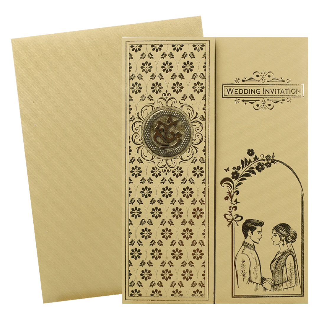 Golden Door Style Floral pattern Couple Wedding Card - KNCM043GG - Image 2