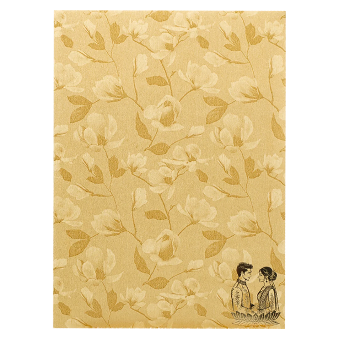 Gold Door Style Floral Bride&Groom Wedding Card-KNKC46GF - Image 4