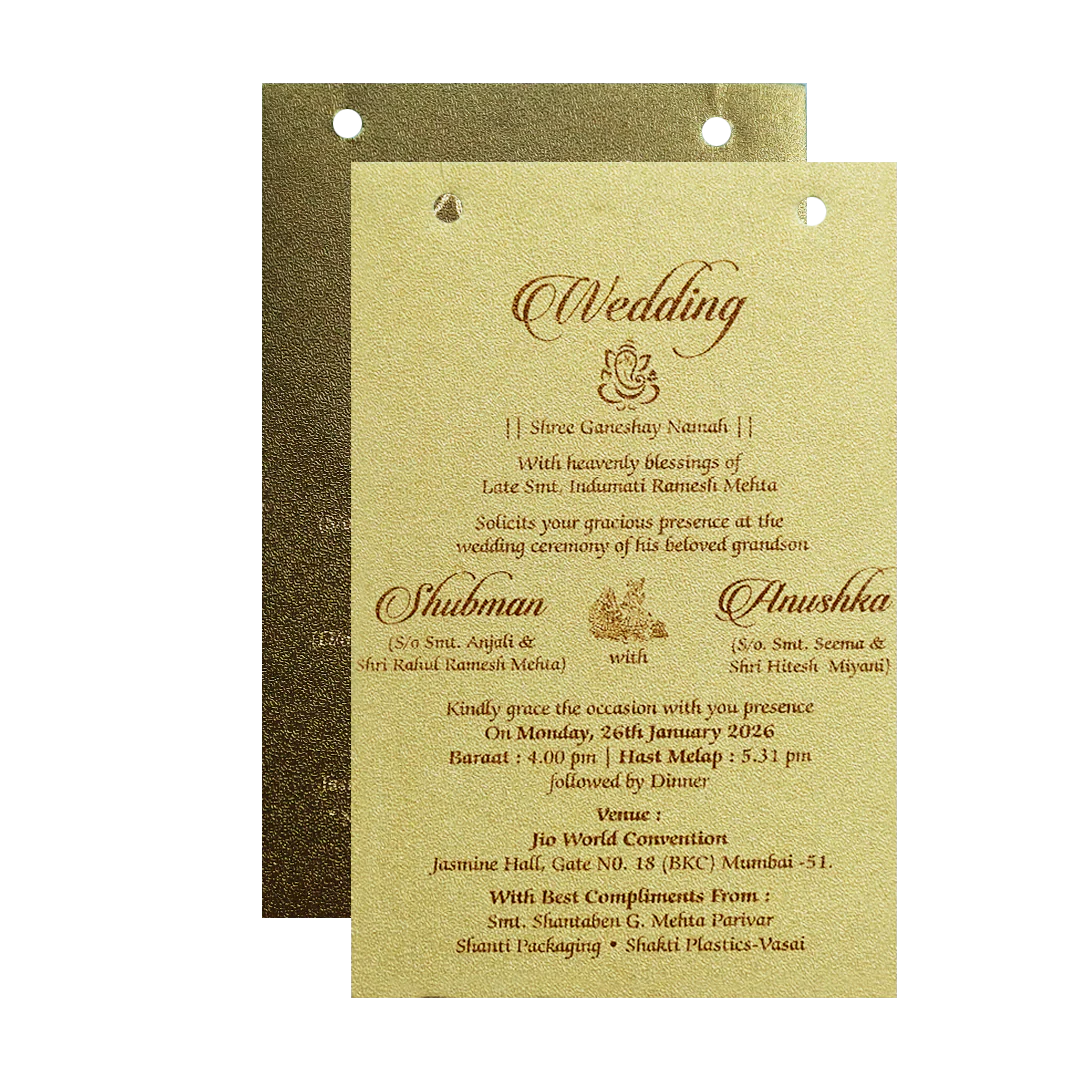 Gold MDF Laser Cutout Wedding Invitation Card - KRB07140 - Image 5