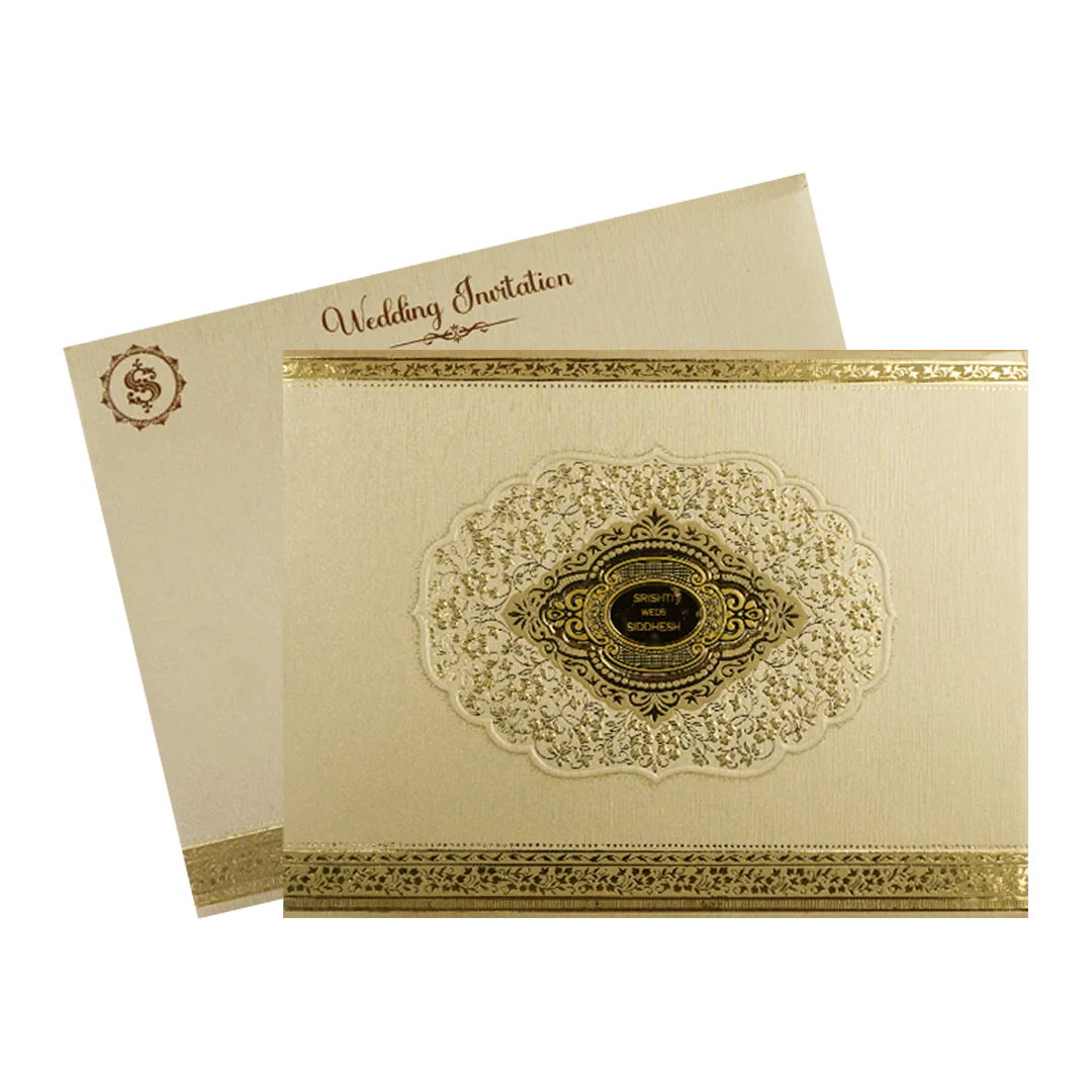 Gold Oval Monogram Padded Wedding Card-KSI64320 - Image 2