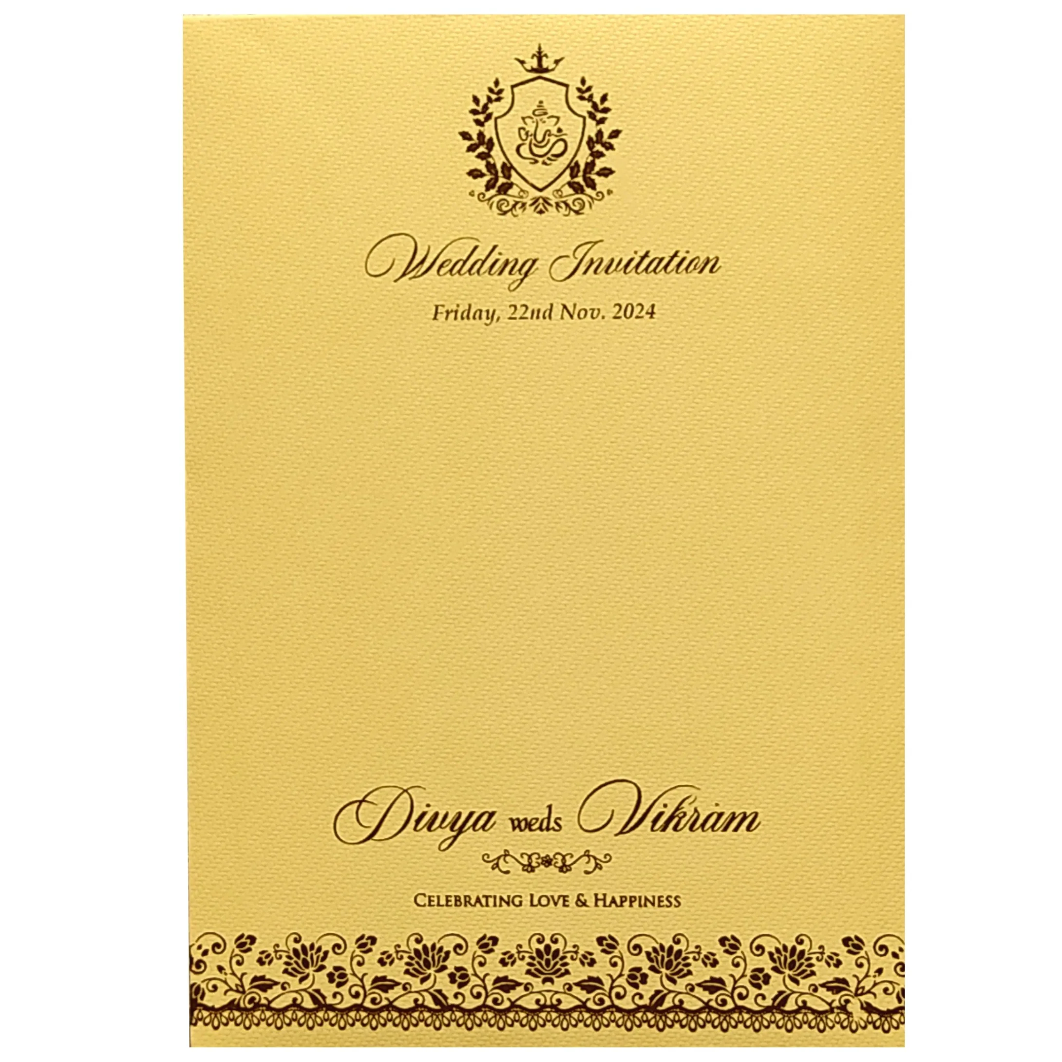 Gold Texture Single Sheet Invitation Card-KNKK551G - Image 3