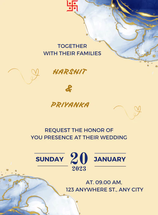 Gold Couple Jain Wedding Invitation-AAJWI005 - Image 2