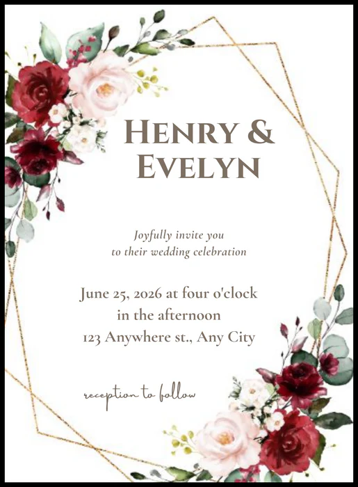 Gold Elegance Floral wedding Invitation-AAFWI013 - Image 2