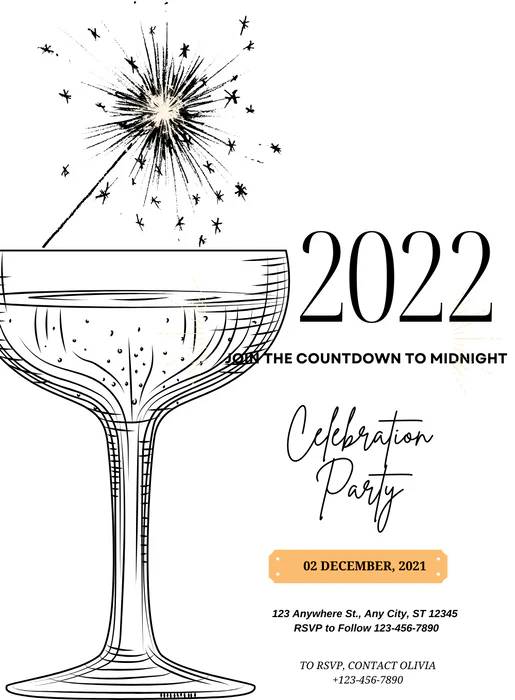 Golden Balloons New Year Party Invitation-AANYI009 - Image 2