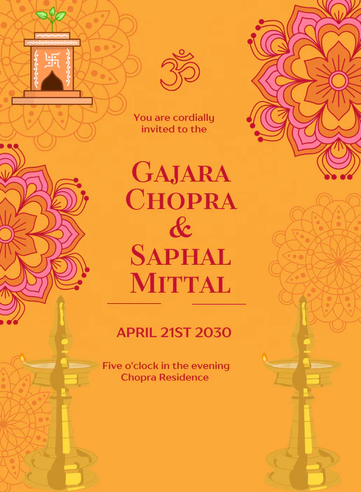 Golden Design Hindu Wedding Invitation-AAHWI005 - Image 2