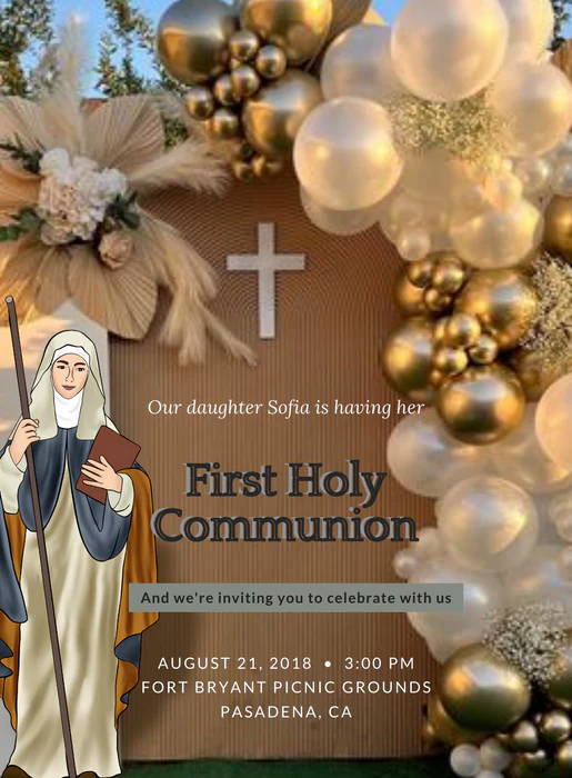 Golden Rays Holy Communion Invitation-AAHOI010 - Image 2