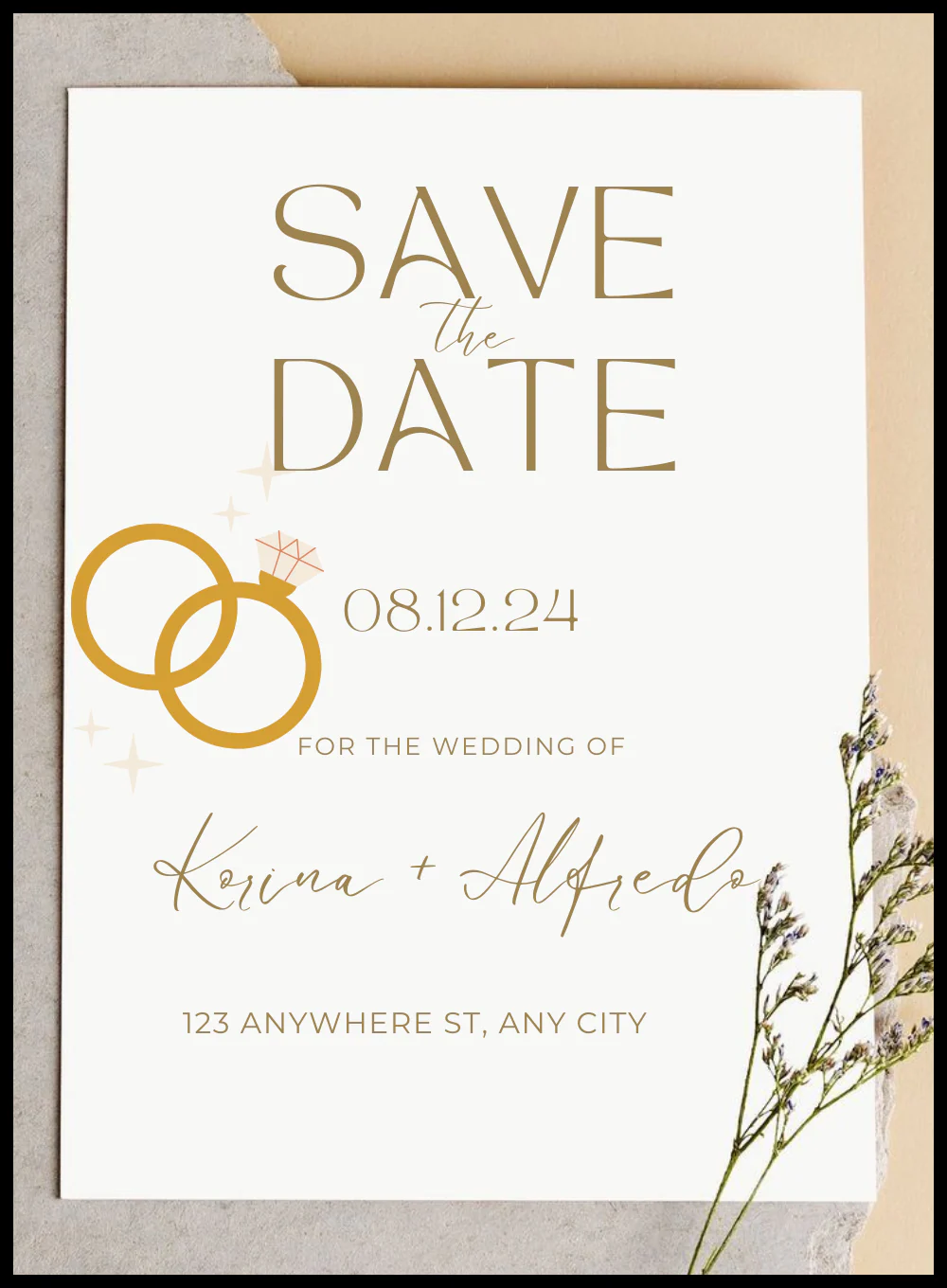 Gold Frame Save The Date Invitation-AASTD034 - Image 2