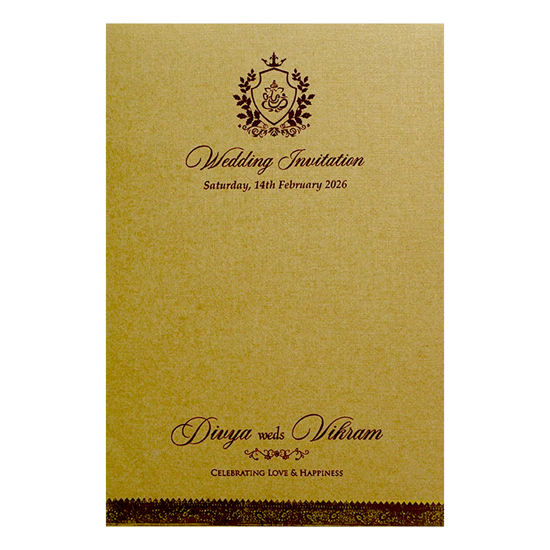 Cream single sheet with gold envelope invitation card-KNS012GG - Image 3