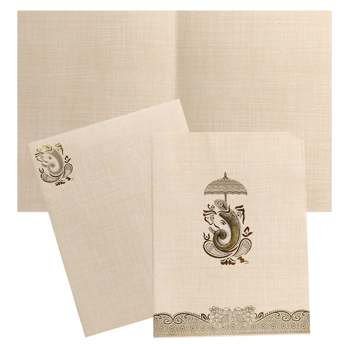 Sandal Metallic Invitation Card With A Floral Touch-KNK50162