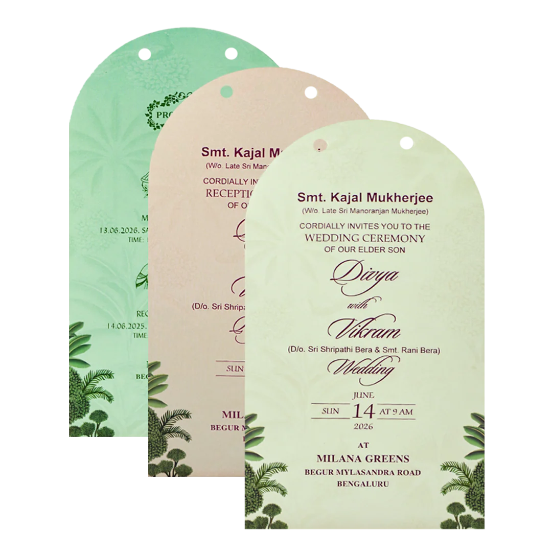 Green Laser-Cut Arch Wedding Invitation Card - KNBS3403 - Image 5
