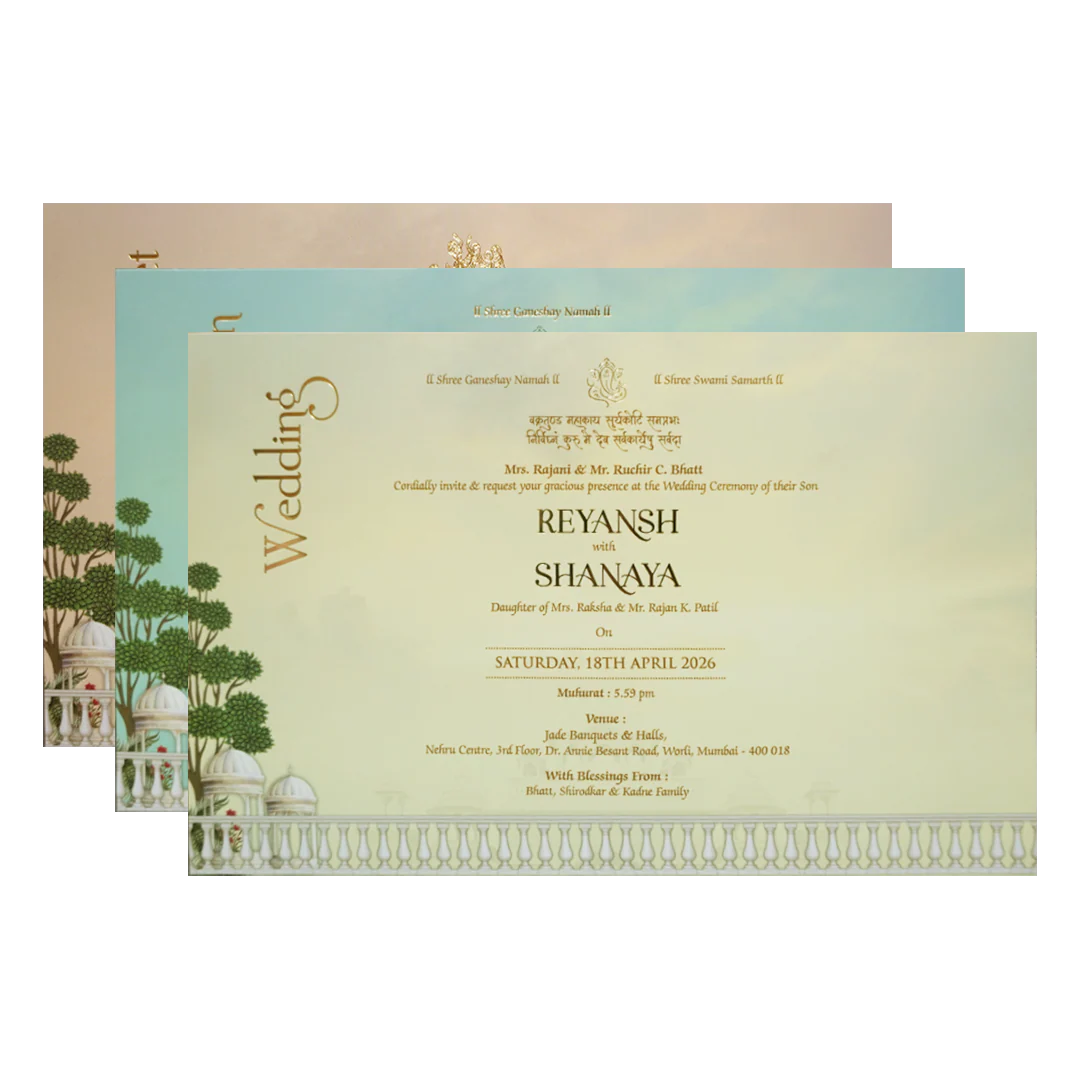 Green Floral Padded Couple Wedding Card - KVN07730 - Image 5