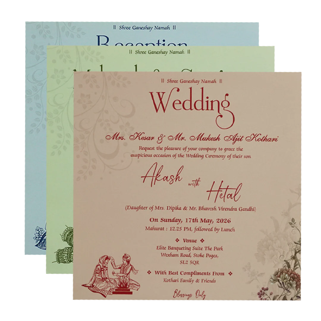 Green Floral Padded Wedding Card - KSH72810 - Image 5