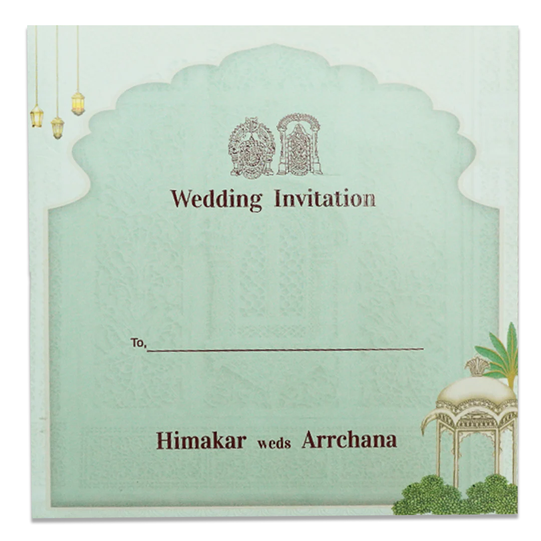Green Gazebo Themed Wedding Card - KNSN6713G - Image 4
