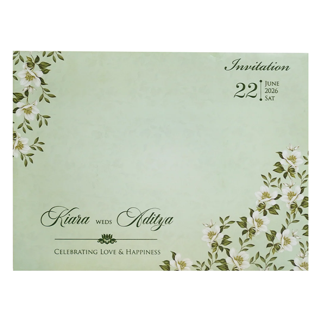 Green Gold Floral Laser-Cut Wedding Card-KFR16040 - Image 4