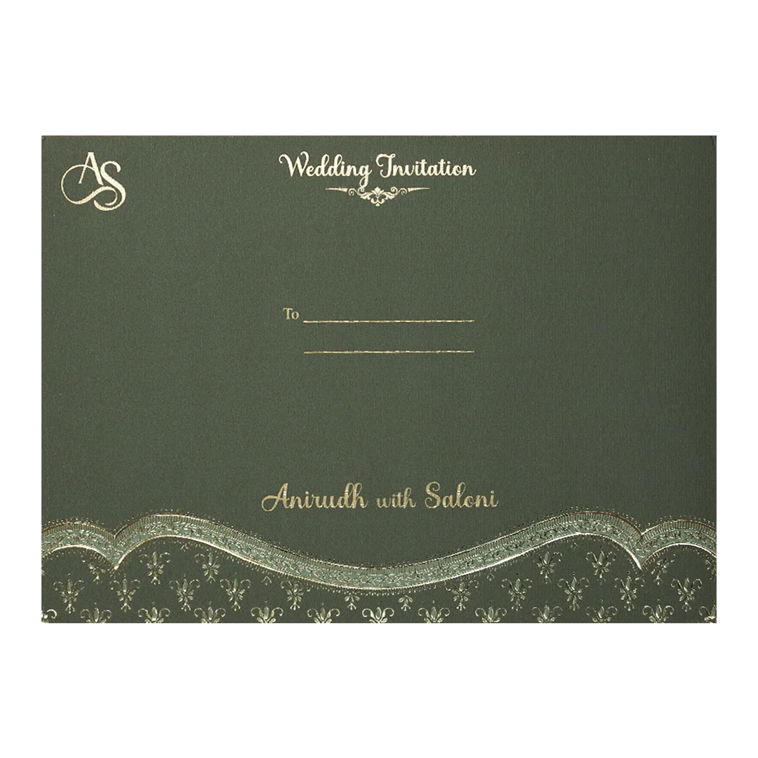 Green Gold Floral Padded Wedding Card-KSI64300 - Image 4
