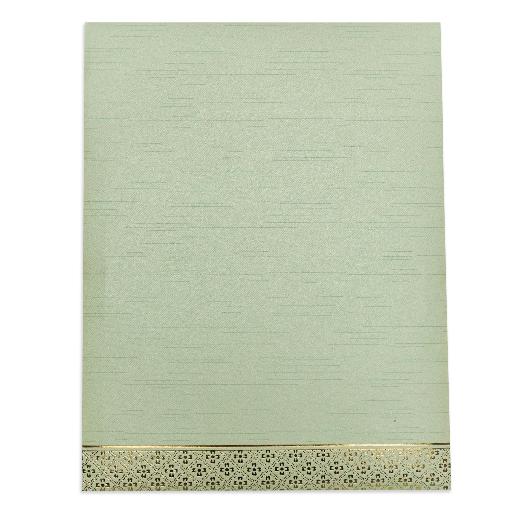 Green Gold Ganesha Floral Wedding Card-KNKR5034N - Image 4