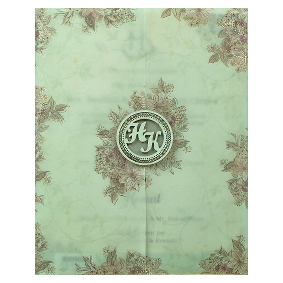 Green Ivory Floral Wedding Card-KSI64810 - Image 3