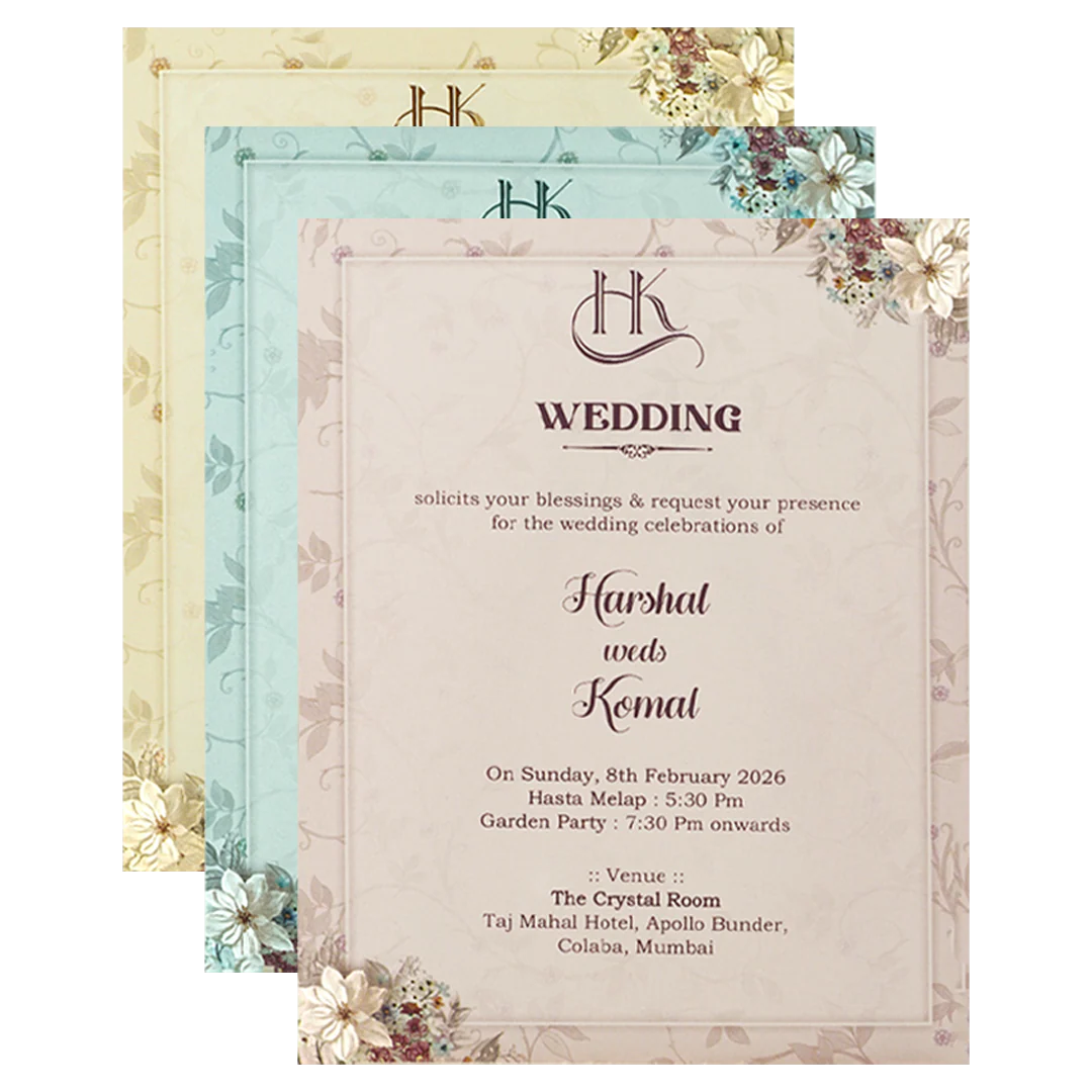 Green Ivory Floral Wedding Card-KSI64810 - Image 5