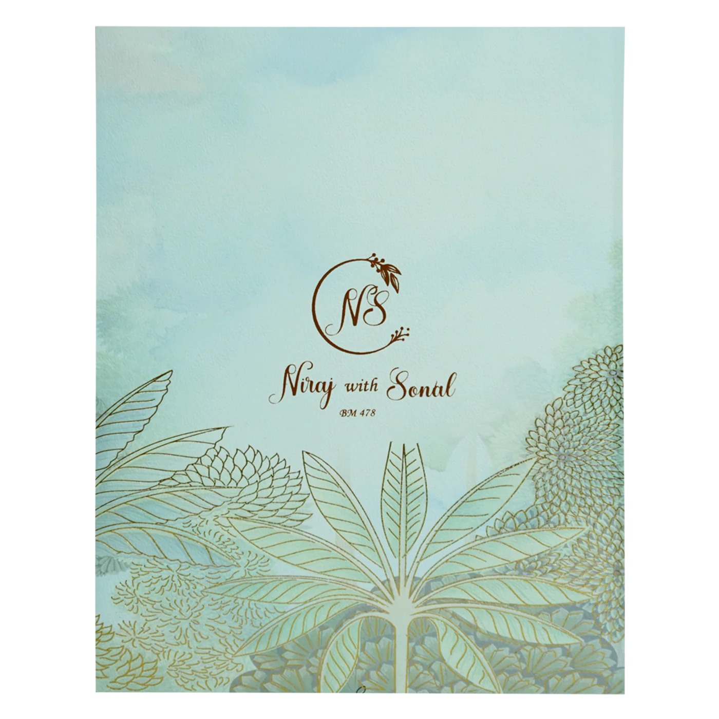 Green Padded Foiled Wedding Card-KBM04780 - Image 5