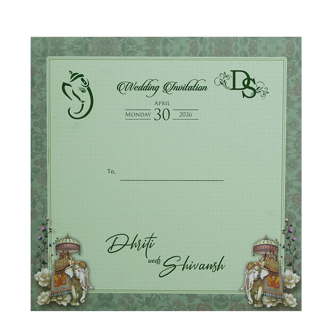 Green Palace Padded Wedding Card - KSH72720 - Image 4