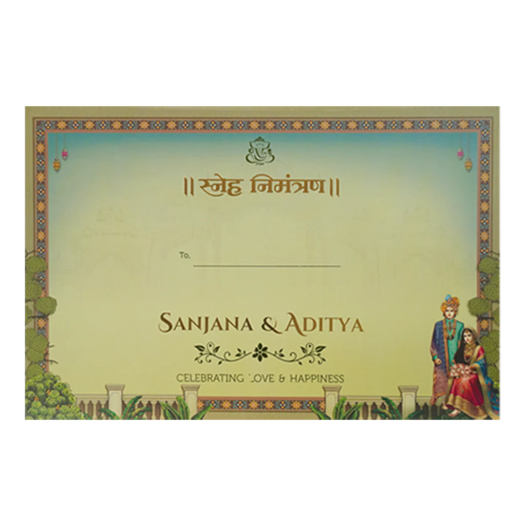 Green Palace Procession Padded Wedding Card-KSH72090 - Image 4