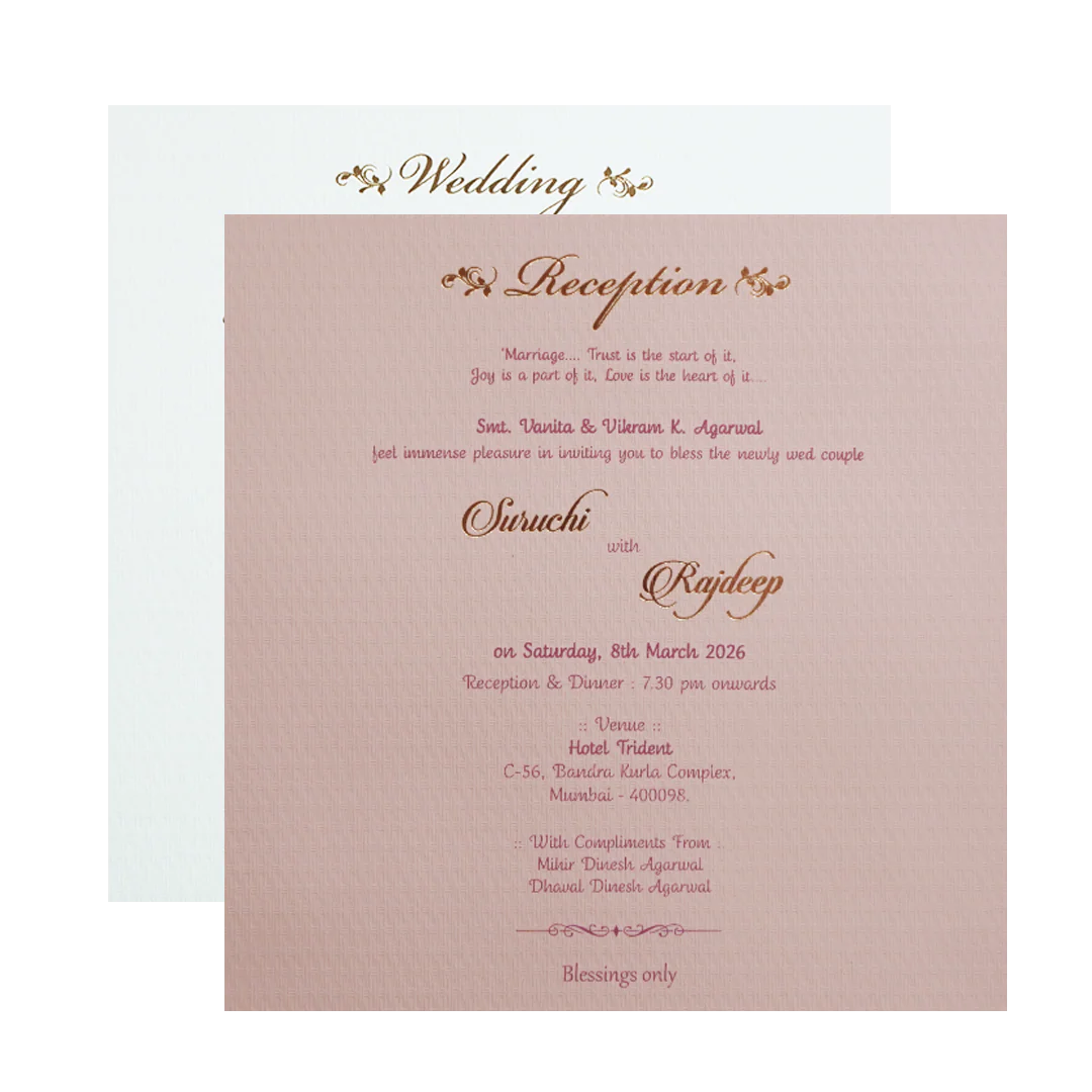 Green Pink Floral Padded Wedding Card -KMMWD1124 - Image 5