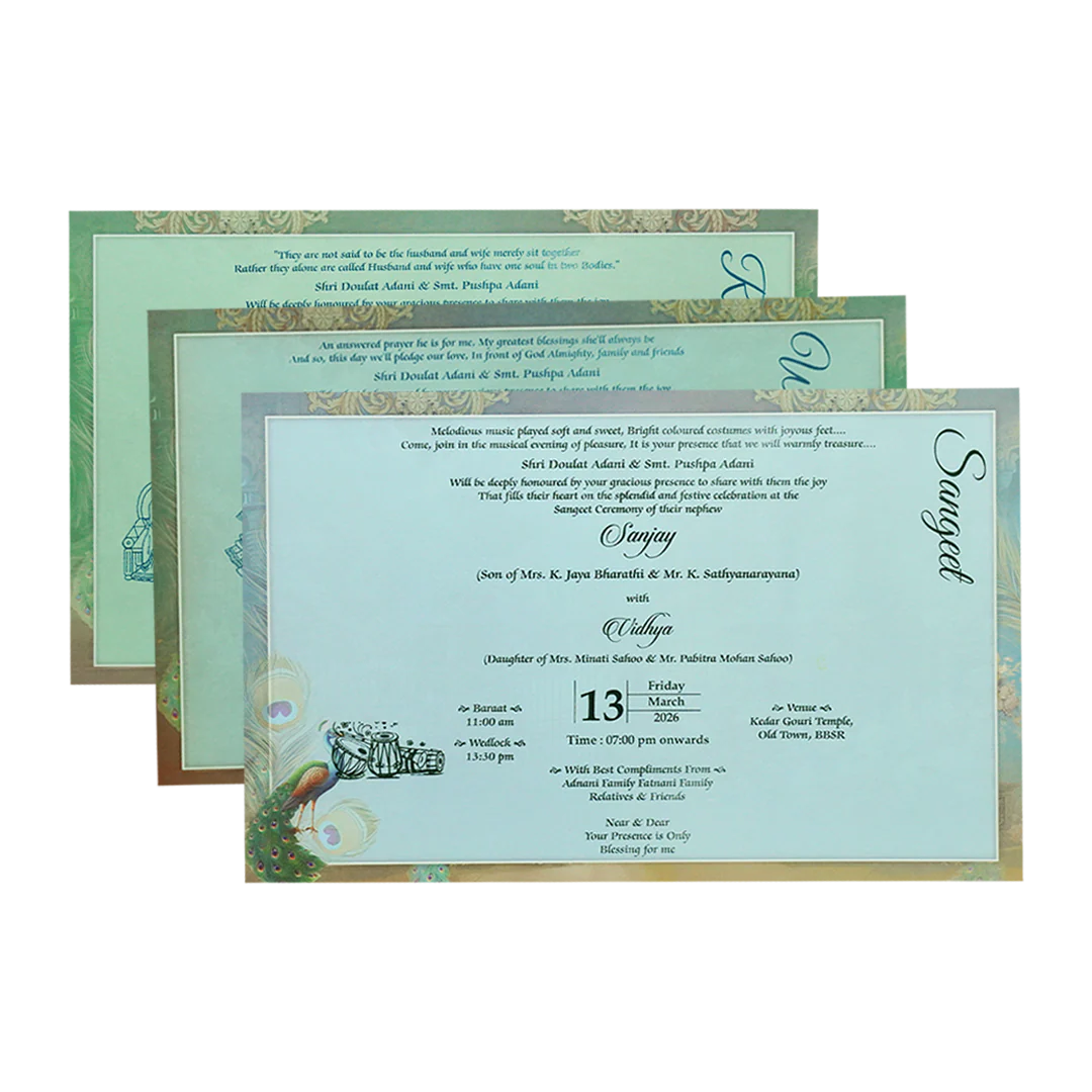 Green Radha Krishna Padded Wedding Card-KSH72010 - Image 5