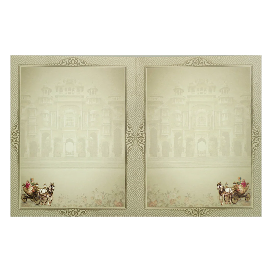 Green Floral Bride Groom Palace Wedding Card-KNKJ1155 - Image 5