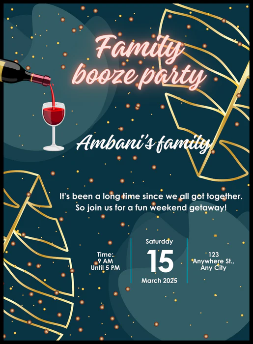 Green Crimson Family Booze Night Invitation-AAFOO007 - Image 2