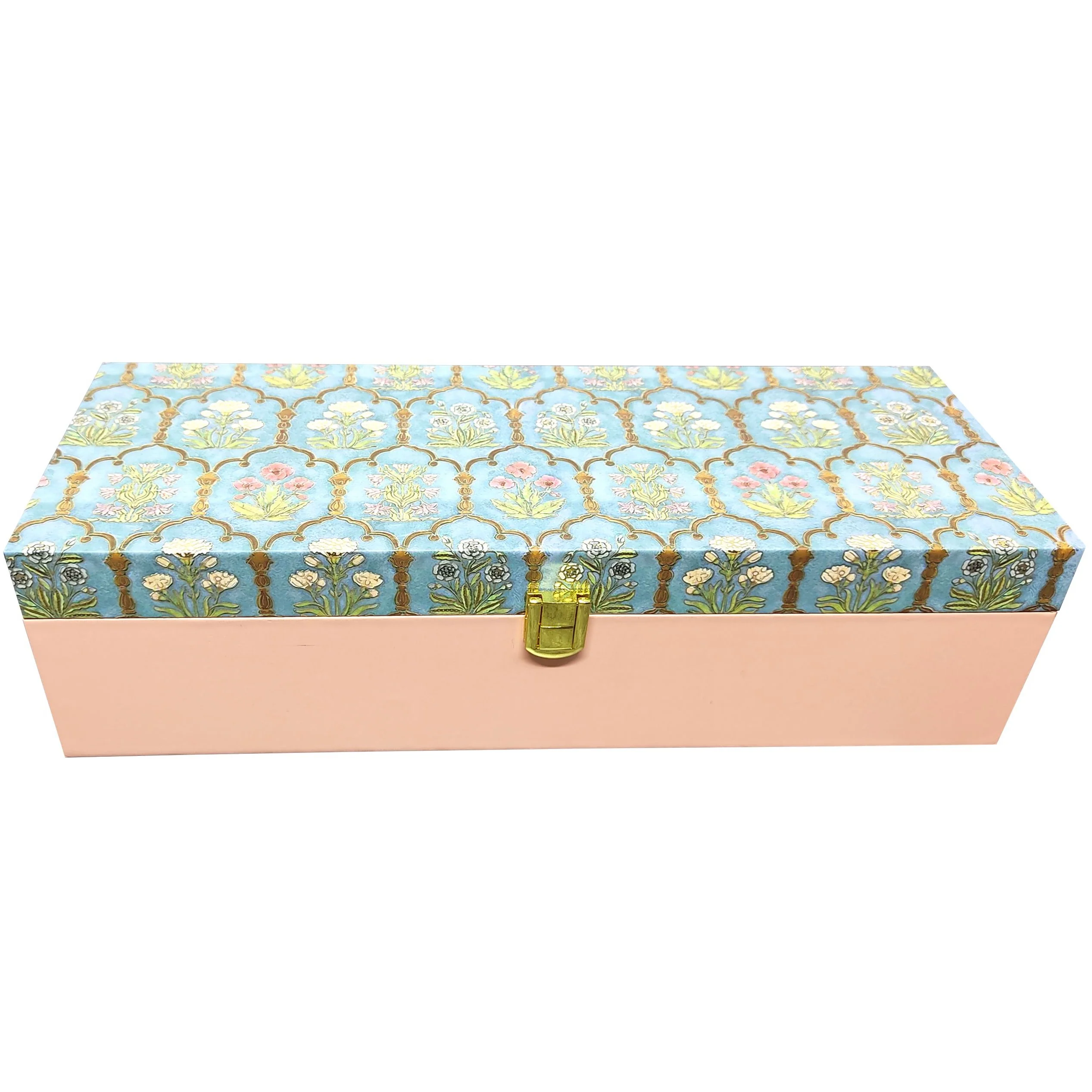 Green Floral Elongated Box Invitation-KBX0204