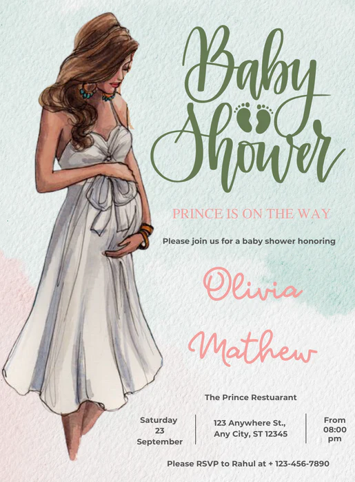 Green Love Baby Shower Invitations-AABSW014 - Image 2
