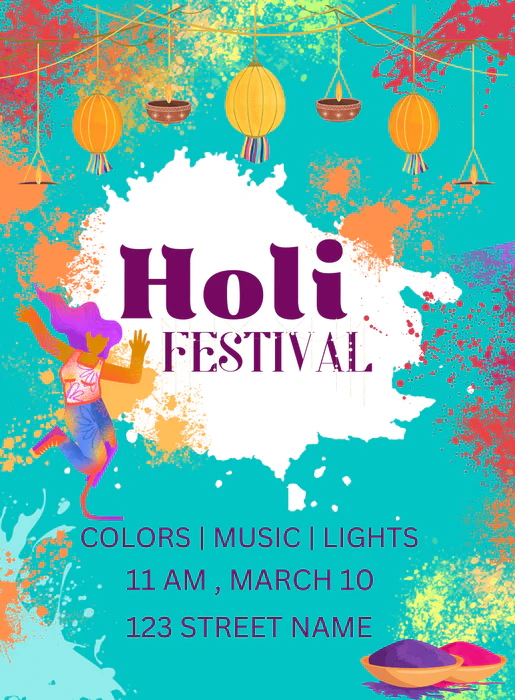 Green Love Holi Party Invitation-AAHPI012 - Image 2