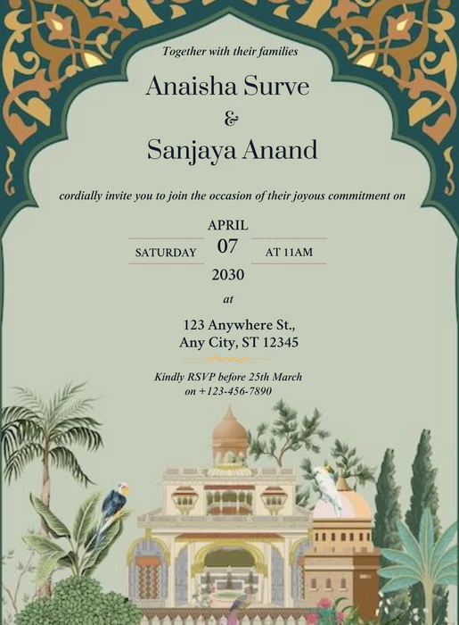 Green Magic Punjabi Wedding Invitations-AAPUN021 - Image 2