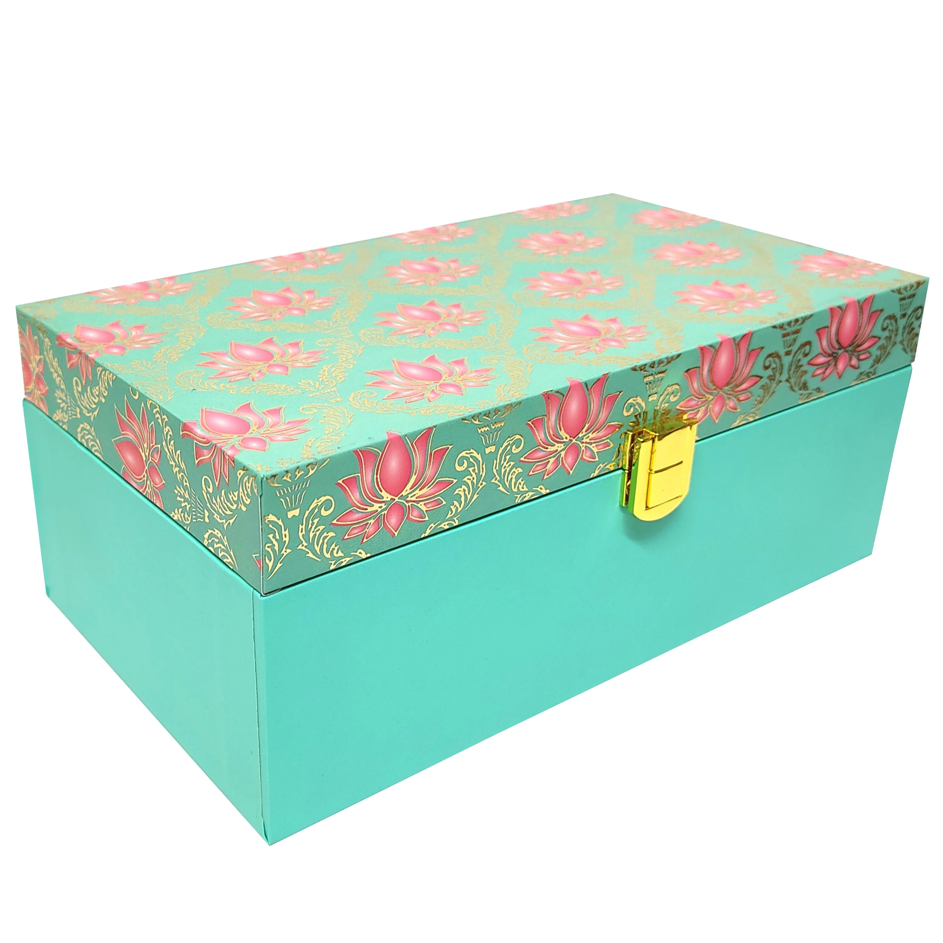 Green With Pink Floral Box Invitation-KBX0106 - Image 2