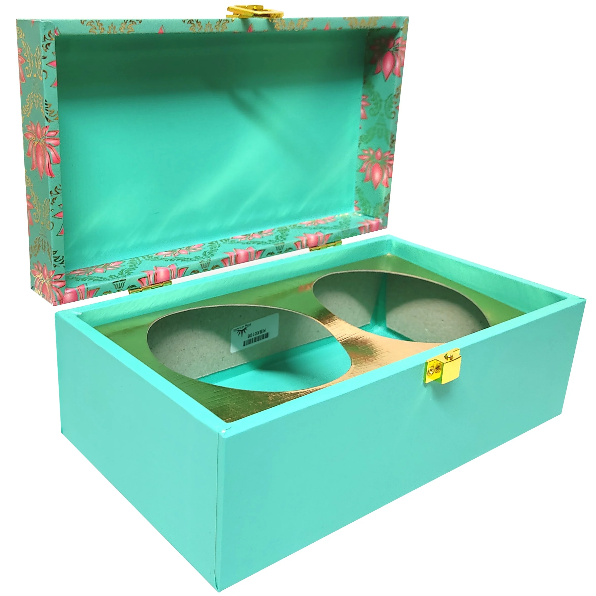 Green With Pink Floral Box Invitation-KBX0106 - Image 3