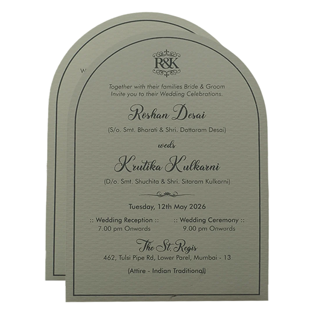 Grey Arch Flower Wedding Card-KSI65040 - Image 5