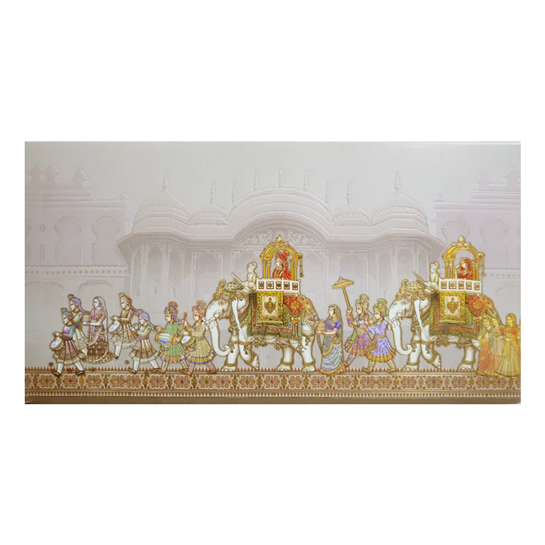 Grey Baraat Procession Royal Wedding Card-KPR24710 - Image 3