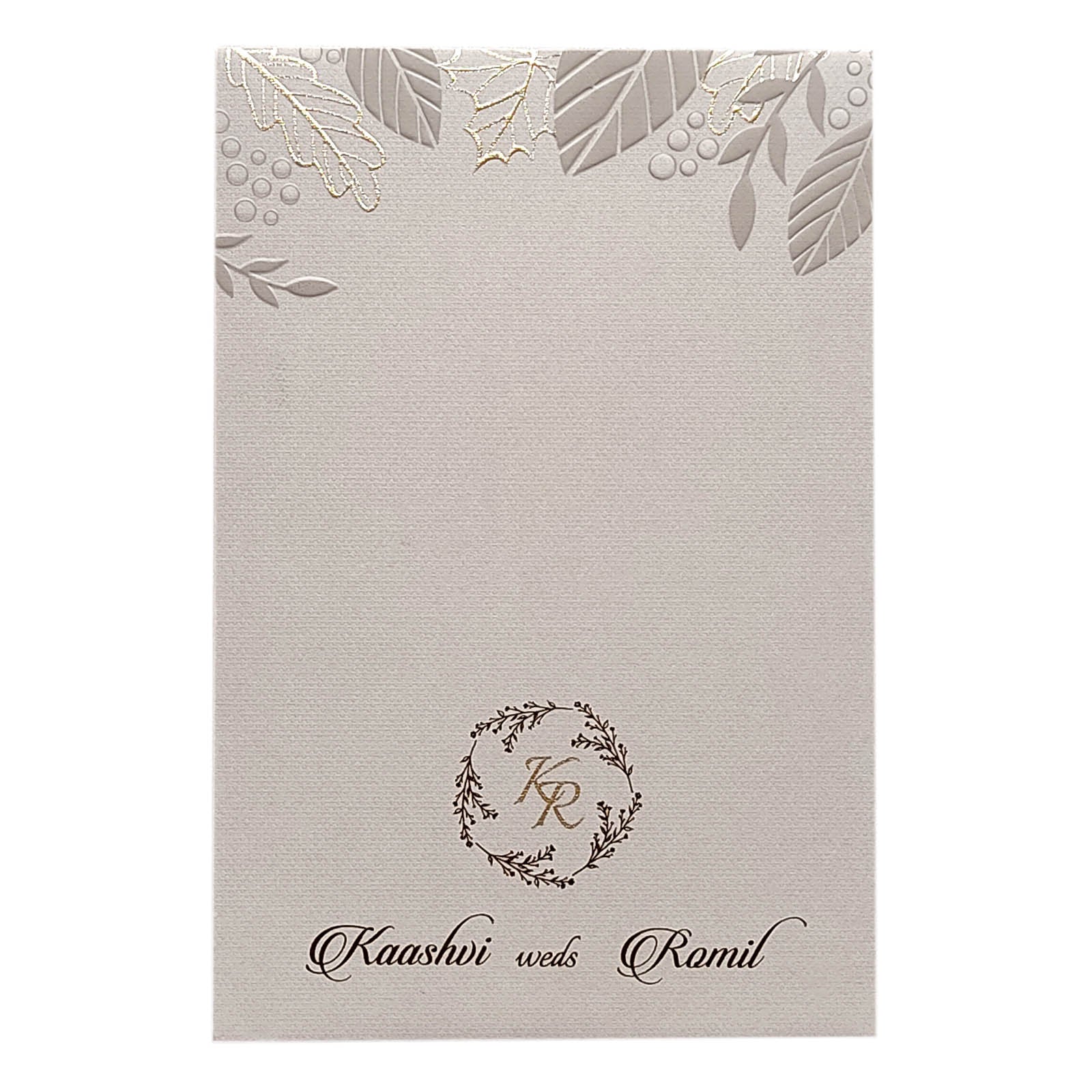 Grey Embossed Single Sheet Invitation Card-KRCS6131 - Image 3