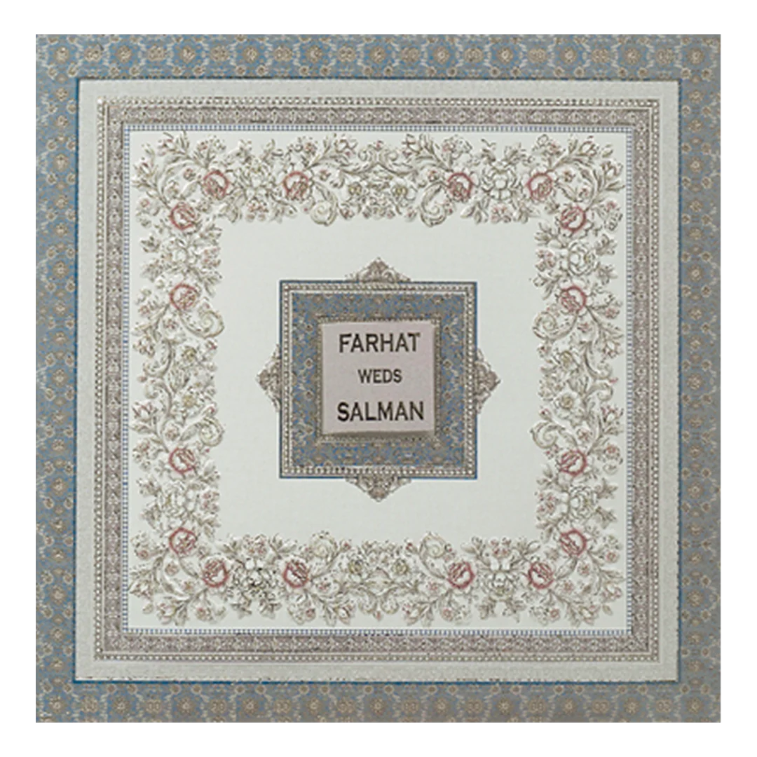 Grey Floral Framed Wedding Card-KSI65180 - Image 3