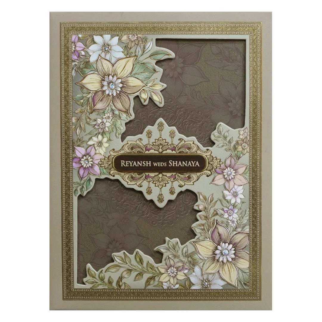 Grey Floral Padded Wedding Card- KSH72480 - Image 3