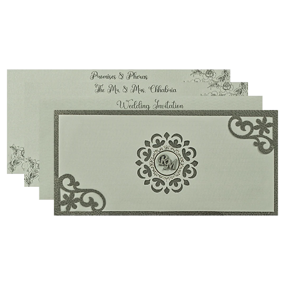 Grey Mandala Wedding Card-KSI64880