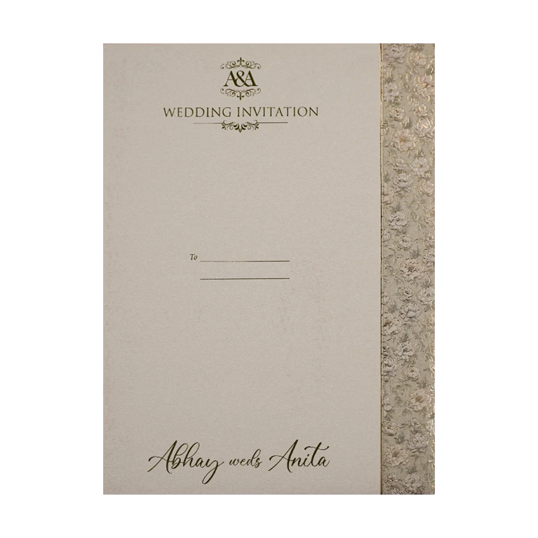 Grey Silver Floral Padded Wedding Card-KSI64240 - Image 4