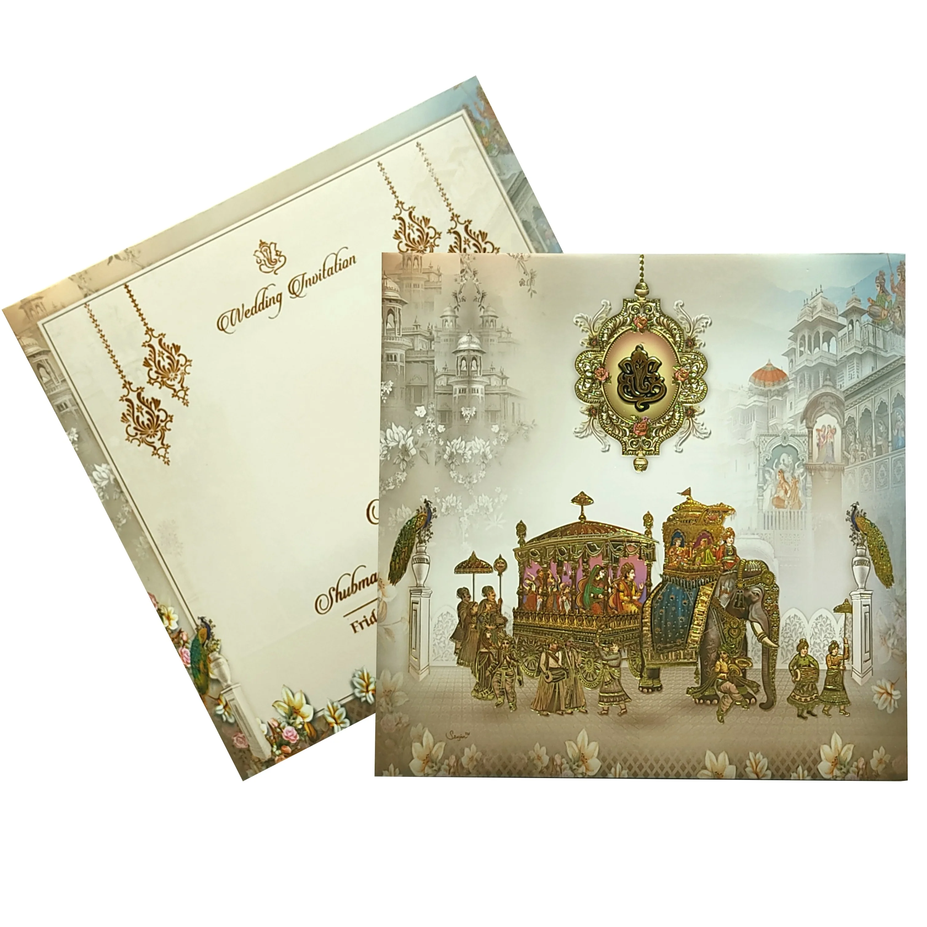 Grey Traditional Padded Wedding Card-Krb07830 - Image 2