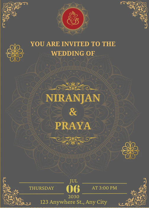 Grey Blush Hindu Wedding Invitation-AAHIN002 - Image 2